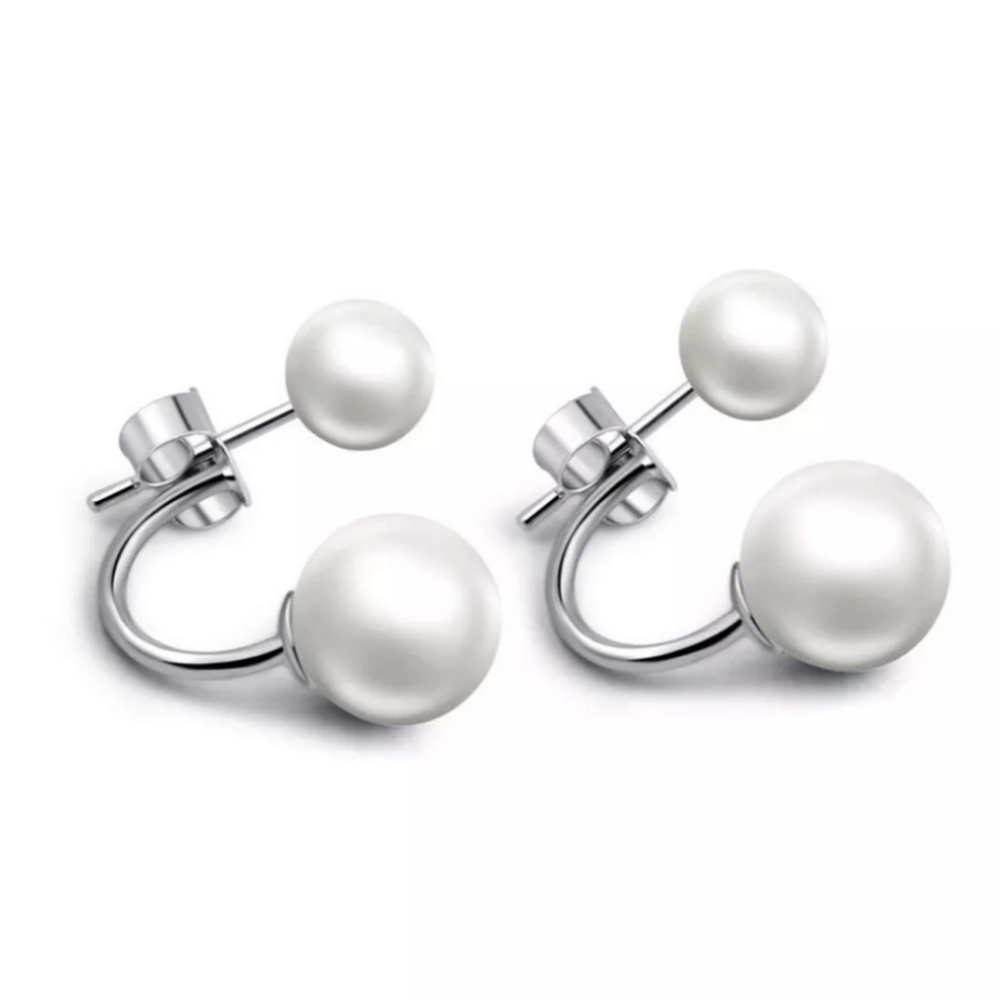 ⚪ Double Pearl Wrap-Around Earrings